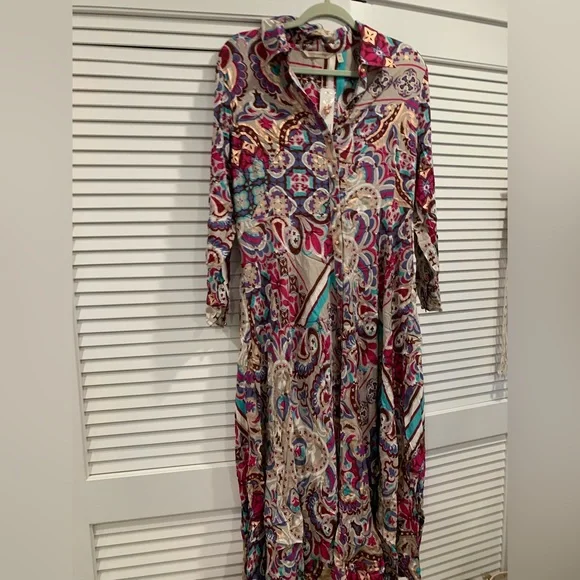 NWT Soft Surroundings Paloma maxi floral boho indies 70’s eclectic resorts MP